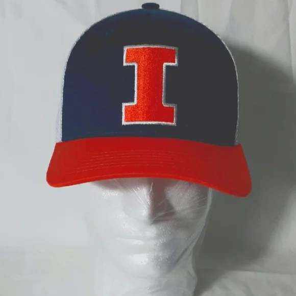 University Of Illinois Fighting Illini Cap Headgear Trucker Hat Navy/Orange - Picture 2 of 8